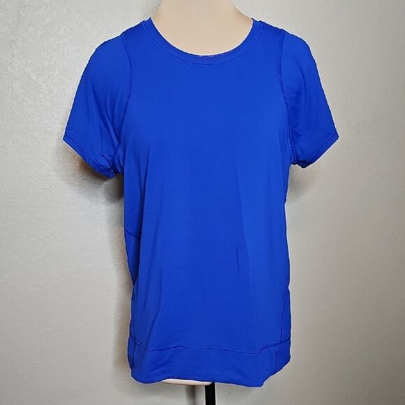 Lululemon Mind Over Miles Short Sleeve Mesh Back Blue Women's Top 6 - Picture 1 of 8